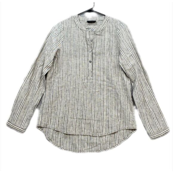 BLEU Womens Linen blend Long Sleeve Tunic Shirt Size Medium - Picture 1 of 4
